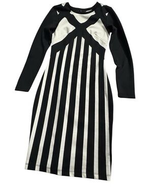 H&M Black and White Long Sleeve Striped Sheath Dress XS.